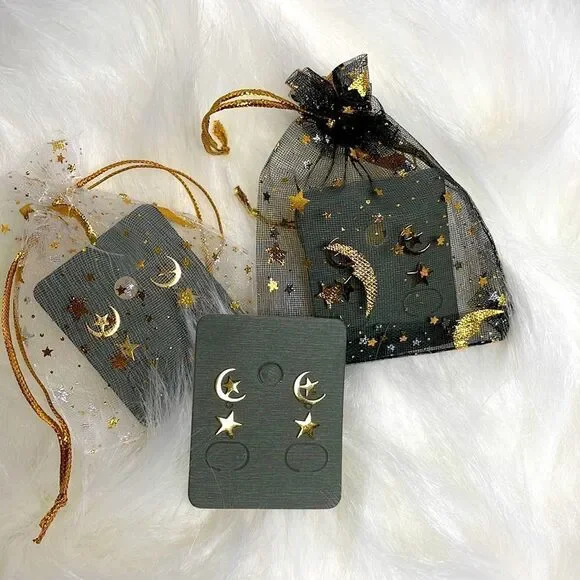 Celestial Moon and Stars Earring  Set - Picture 2 of 8